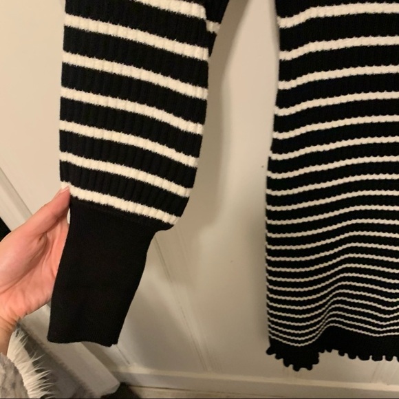 Ann Taylor Black White Striped Cotton Blend MIDI Sweater Dress Size MP NWT - Picture 2 of 6